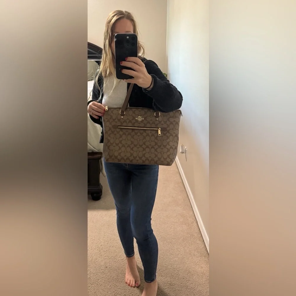 Coach Tan and Brown Signature Tote
